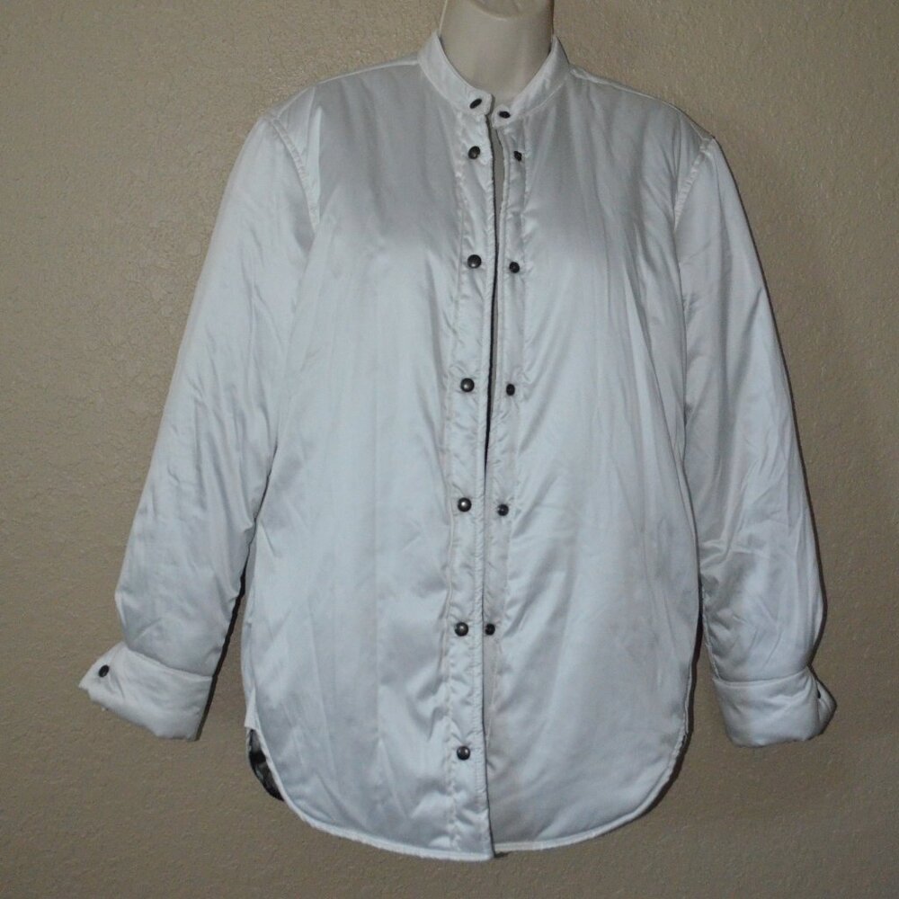 NWOT Sz S Printed Artworks White Silk Lined Puffer Jacket